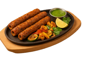 Gegrillte Hackfleischspieße (Seekh Kebab)